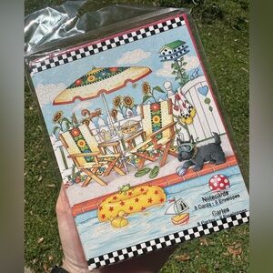 Mary Engelbreit Note Cards. 8 Cards & Envelopes Set NOS Summer Pool Scottie Dog
